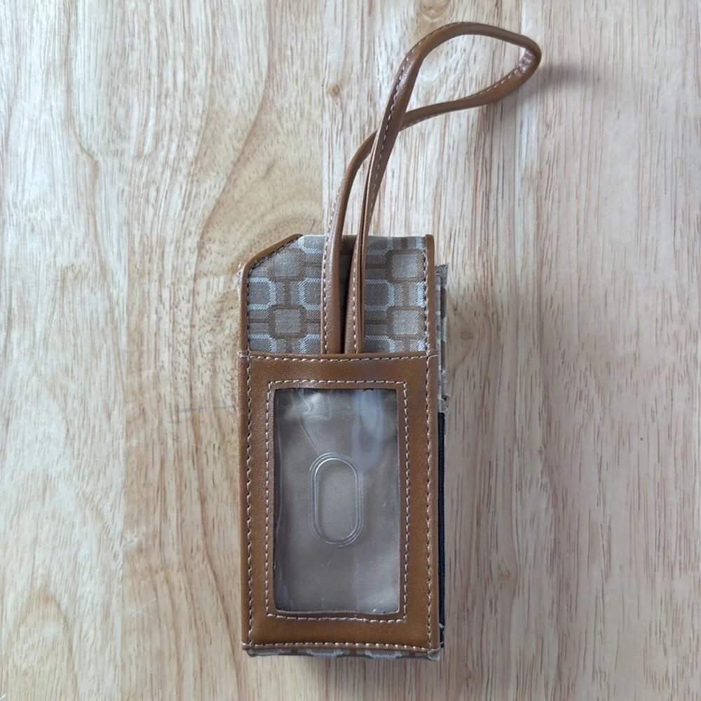 Nine West Vintage Cell Phone Wallet Wristlet ID Display Brown Y2K